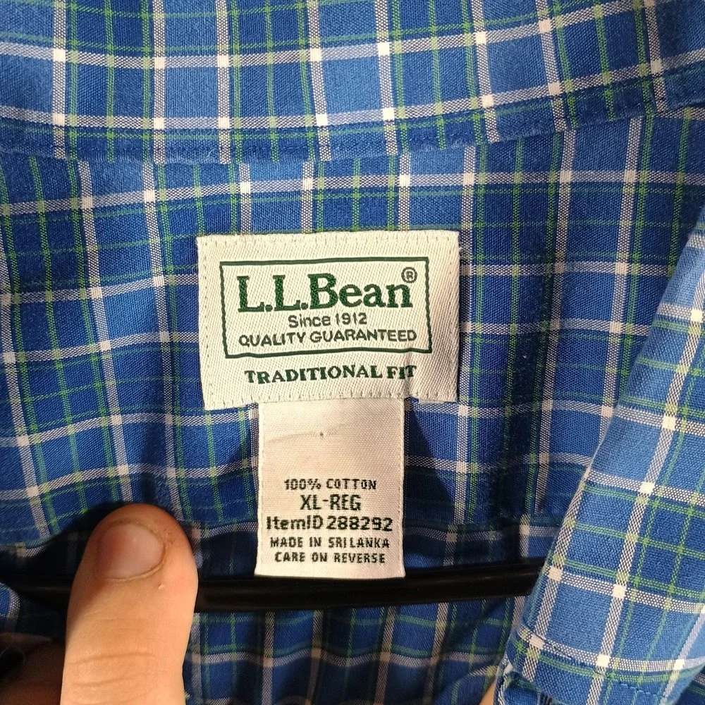 LL Bean Wrinkle-Free‎ Kennebunk Sport Shirt Mens XL Traditional Fit Checkered